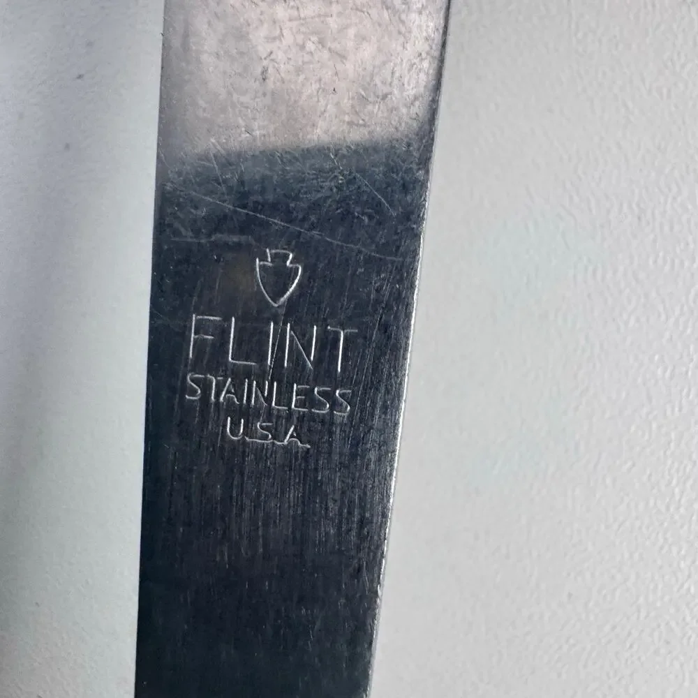 Vintage Flint Meat Fork Stainless Steel Riveted Composite Handle USA